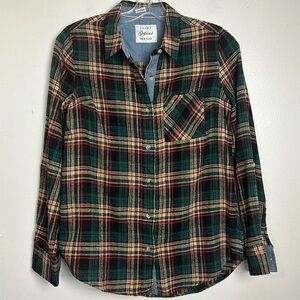 Jachs Girfriend New York Plaid Flannel Button Up Shirt Top